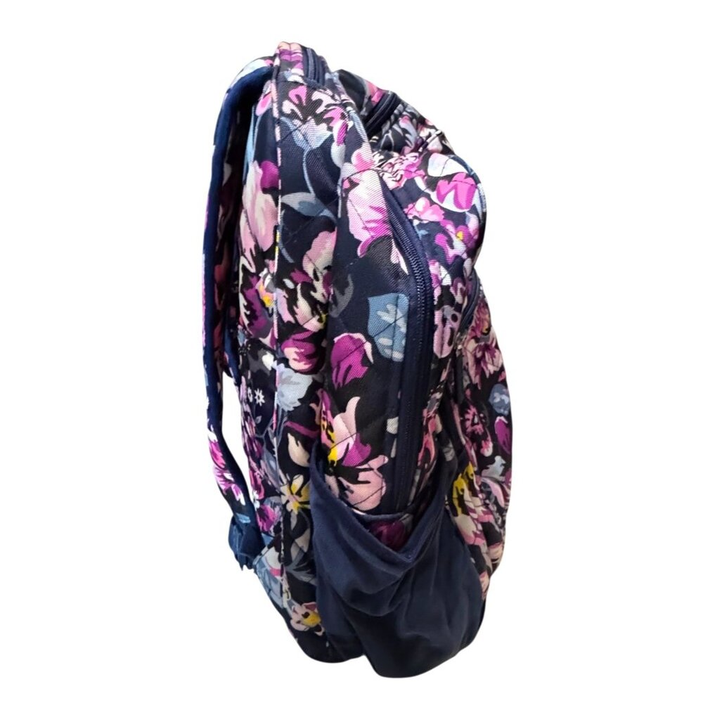 Vera Bradley Floral XL Backpack Navy & Pink With Multiple Compartments - Picture 2 of 11